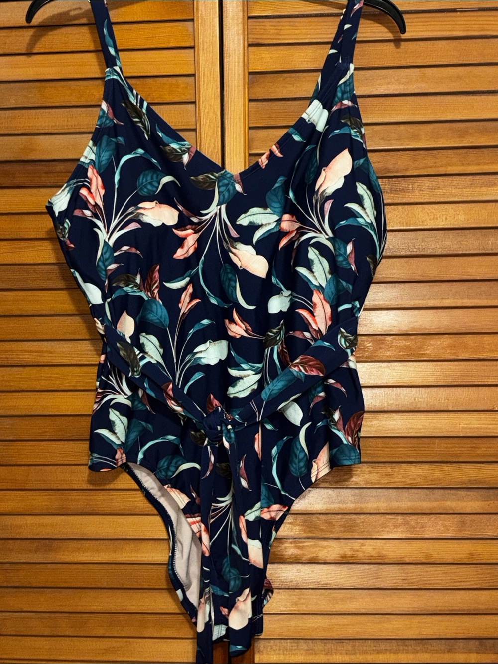 jcpenney Navy Floral One-Piece with Pink and Green Accents